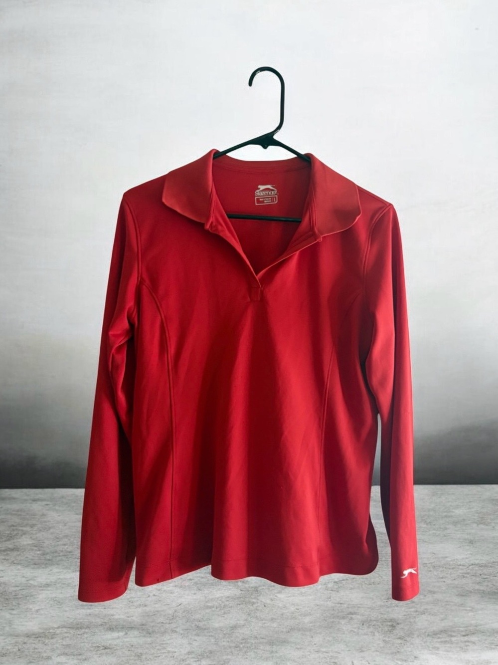 Women's Red Long-Sleeve Polo Shirt